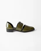 Carmen Oxford Olive Crinkle Patent