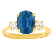 #17551 - Sapphire and Diamond 3 Stone Ring
