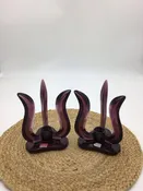 Viking Glass Epic Candle Holders Amethyst Plum Candlesticks(2)