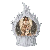 10" Confetti Lites Lighted Swirl Holy Family in Angel Wing Frame