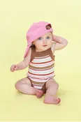Organic Crochet Knit Yarn Dyed Stripe Romper