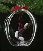 Cardinal on a Pine Branch Ornament — Lawrence Family Glass Blowers