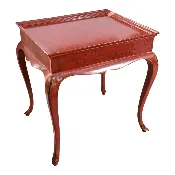 Red & Gold Lacquer Chinoiserie Table With Cabriole Legs