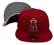 Anaheim Angels Fitted 59Fifty New Era Red Cap Hat Grey UV