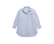 Beach/Ocean Air Salty Hair Don't Care Cover Up Shirt Blue Stripe