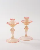 1950s Venetian Gold Pink Rigaree Candle Holder