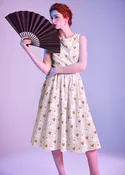 50s Style Cotton Midi Swing Dress - Boo