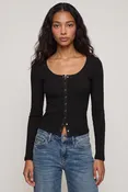 Albany Waffle Button Up Top