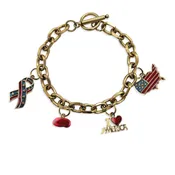 American Patriotic Toggle Charm Bracelet | 4 Handpainted Charms | Antique Gold or Antique Silver Finish