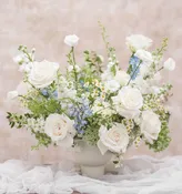 Bar Arrangement – White & Green Event Florals | Flowers Valley — Flowers Valley Events