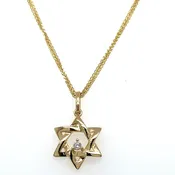 0.03ct tw Diamond and Gold Star Of David Pendant Necklace