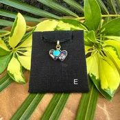 14kt Gold Plated Lālani Black Coral Composite Double Heart Pendant