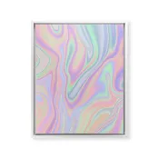 Liquid Colorful Abstract Rainbow Paint Framed Canvas Print