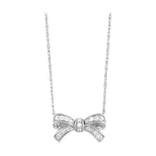 10K White Gold Diamond Bow Necklace