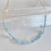 Aquamarine Heishi Adjustable Choker by Bonnie Boardman