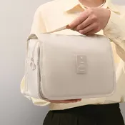 Beige Foldable Hanging Travel Toiletry Bag