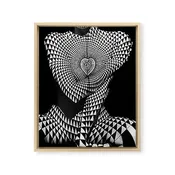 0622-JAL Heart Shape Pattern on Breasts and Nude Body Abstracted by Optical Patten Framed Canvas Print