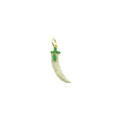 14K Gold Diamond & Emerald Italian Longsword Charm