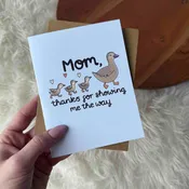 Mother Duck and Ducklings Mother's Day Card blue