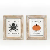 10x12 Reversible Wooden Sign - Pumpkin Kisses & Just Keep Spinning