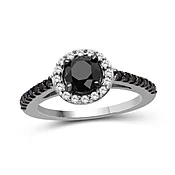 1-1/2 CT. T.W. Black and White Diamond Frame Ring in Sterling Silver