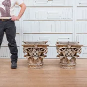 19th C. American Carved Wood and Gesso Corinthian Capitals