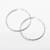 2" Stylized Sterling Silver Hoop Earrings
