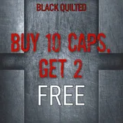 Black Quilted Shop Cap Bundle: Buy 10, Get 2 Caps Free