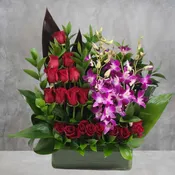 Contemporary Roses with Orchids FS23