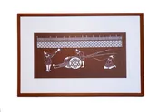 Framed Katagami of European Soldiers Firing a Canon, Nanban Art
