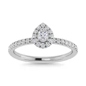 0.75 CT Pear Cut Diamond Engagement Ring in 14K White Gold