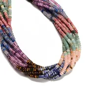 01 Multi-color Gemstone Smooth Rondelle Beads Size 2x4mm 15'' Strand