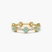 Clover Turquoise and Diamond Eternity Band