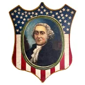 19th Century Patriotic Shield Painting Featuring John Adams — Bradbury Art & Antiques