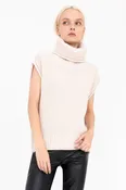 Cashmere Blend Turtle Neck Vest with Side Zip - CARMEL