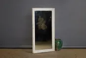 1920's French Rectangular Mirror with Original Glass and White Painted Frame over Gold