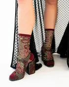 Serpentine Floral | Black Sheer Crew Sock