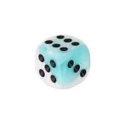 12mm Round Corner Mini Swirl Dice - Teal & White With Black Dots