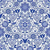 Blue Folk Art Gift wrap or craft paper