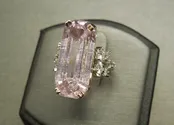 14KT Gold 26.70TCW Emerald cut Kunzite and Diamond Ring C1970