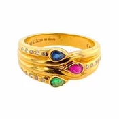18K Gold Diamond, Ruby, Sapphire & Emerald Ring By Levian