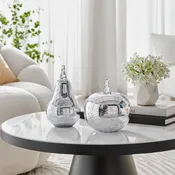Alloya Apple and Pear Decorative Accent Glass Tabletop Fruit Sculpture Figure Set