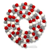 8 Feet Long Grey, White & Red Christmas Ball Garland
