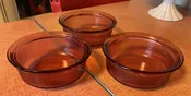 3 Corning VISION Casserole Baker Bowl Cranberry Ribbed C-16-B 1 pint capacity