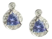 18K White Gold Trillion-Cut Tanzanite Earrings