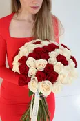Bouquet of Red & White Roses