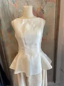 Back Zipper Peplum Off White Top