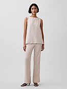 Low Rise Linen-Blend Flare Pants