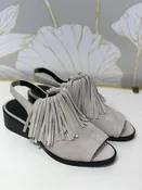 3.1 Phillip Lim Grey Suede Fringe Slingback Sandals sz 39