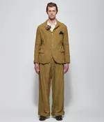 Archivio J.M. Ribot Mens Crinkled Ochre Grid Blazer
